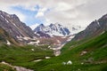 The snow mountains and yurts in the Nalati grassland Royalty Free Stock Photo