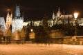 Snow in night Prague Royalty Free Stock Photo