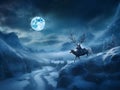 santa christmas reindeer claus claus holiday december gift night winter sleigh. Generative AI. Royalty Free Stock Photo