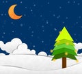 Snow in night Sky and Crescent Moon Royalty Free Stock Photo