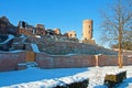 Snow over past ruins Royalty Free Stock Photo