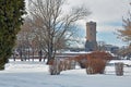 Snow over tower