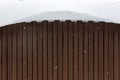 Snow overhangs from the roof of the house Royalty Free Stock Photo