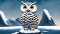 Snow Owl Vector Illustration