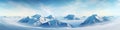 Snow panorama north landscape water mountain nature winter blue arctic travel Royalty Free Stock Photo