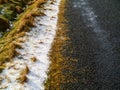 Snow patch on a side of a road, Winter cold season concept. Nobody Royalty Free Stock Photo