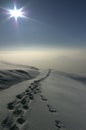 Snow path whit blue sky Royalty Free Stock Photo