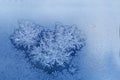 Snow pattern on the glass from frost. snowflakes on the window Royalty Free Stock Photo