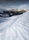 Snow patterns in the alpine mountains in the dolomites Royalty Free Stock Photo