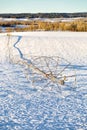 Wind blown snow patterns in a farm field