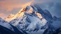 Snow and peak a majestic landscape