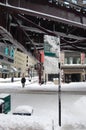 Snow piles underneath the Chicago L train tracks Royalty Free Stock Photo