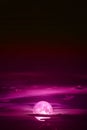 snow pink moon back on night sky silhouette cloud Royalty Free Stock Photo