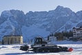 Snow plough in ski resort