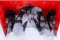 Snow plow auger in the snow close up Royalty Free Stock Photo