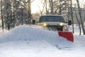 Snow plow doing snow removal after a blizzard Royalty Free Stock Photo