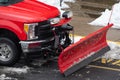 snow plow red truck Royalty Free Stock Photo