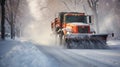 Snow Plow Salting The Streets