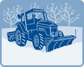 Snow plow tractor plowing Royalty Free Stock Photo