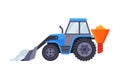 Snow Plow Tractor, Winter Snow Removal Machine, Cleaning Road Vehicle Vector Illustration Royalty Free Stock Photo