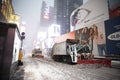 Snow plow trucks in Times Square