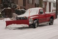 Snow plowing truck after snow storm in New York