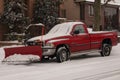 Snow plowing truck after snow storm in New York