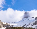 Snow in the Port of Aisa, with Mallos de Lecherin, Pyrenees of Huesca. Royalty Free Stock Photo