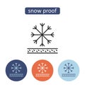 Snow proof material outline icons set.