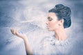 Snow queen concept blowing over a crystal Royalty Free Stock Photo