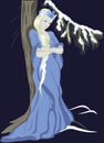 The Snow Queen near a Christmas tree. EPS10 vector