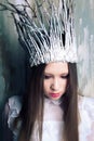 Snow queen in white crown Royalty Free Stock Photo