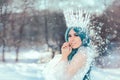 Snow Queen in Winter Fantasy Landscape Royalty Free Stock Photo