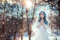 Snow Queen in Winter Fantasy Landscape Royalty Free Stock Photo