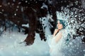 Snow Queen in Winter Fantasy Landscape Royalty Free Stock Photo