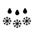 Snow with rain vector icon. Black and white weather illustration.