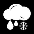 Snow with rain vector icon. Black and white weather illustration.