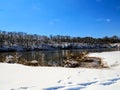 Snow By The Raritan River In New Jersey