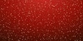 Snow red background. Christmas snowy winter design. White falling snowflakes, abstract landscape. Cold weather effect Royalty Free Stock Photo