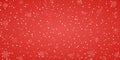 Snow red background. Christmas snowy winter design. White falling snowflakes, abstract landscape. Cold weather effect Royalty Free Stock Photo