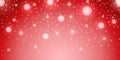 Snow red background. Christmas snowy winter design. White falling snowflakes, abstract landscape. Cold weather effect Royalty Free Stock Photo