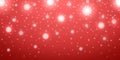 Snow red background. Christmas snowy winter design. White falling snowflakes, abstract landscape. Cold weather effect Royalty Free Stock Photo