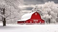 snow red barn winter Royalty Free Stock Photo