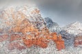 Snow on the red rocks in Sedona, Arizona Royalty Free Stock Photo