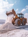 Snow removal bulldozer on road Royalty Free Stock Photo