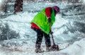 Snow removal in difficult conditions Royalty Free Stock Photo