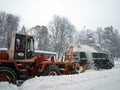 Snow removal machines on the road