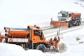 Snow remover trucks at work