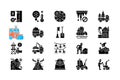 Snow removing services black glyph icons set on white space Royalty Free Stock Photo