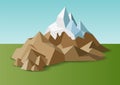 Snow rock mountains landscape in low poly